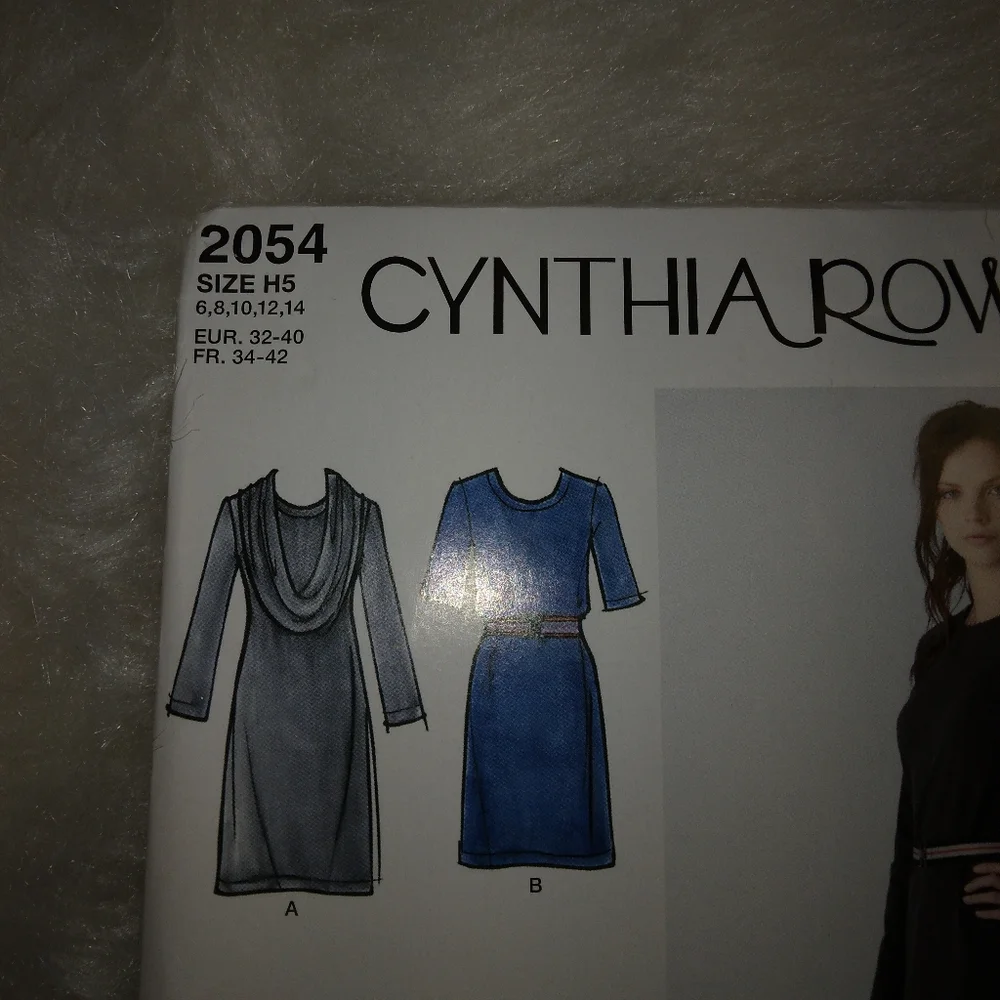SIMPLICITY 2054 Sz 6-14 Cynthia Rowley Knit Dress and Cowl Collar